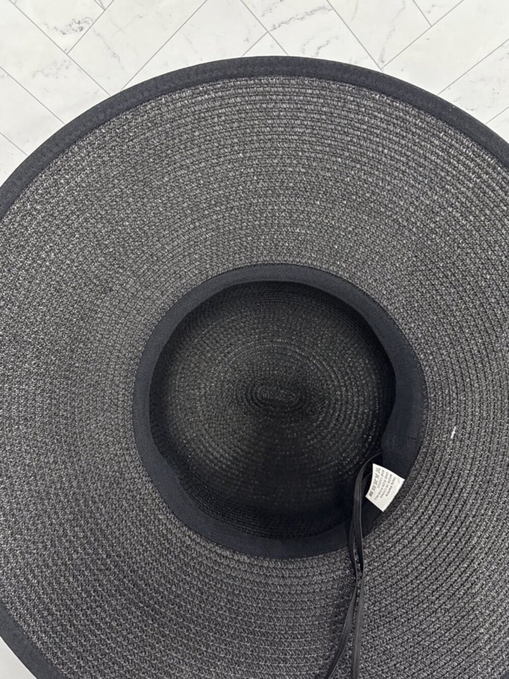 NWT Jeanne Simmons Women's Summer Straw Woven Wide Brim Beach Hat Black Bow Cute - Picture 11 of 16